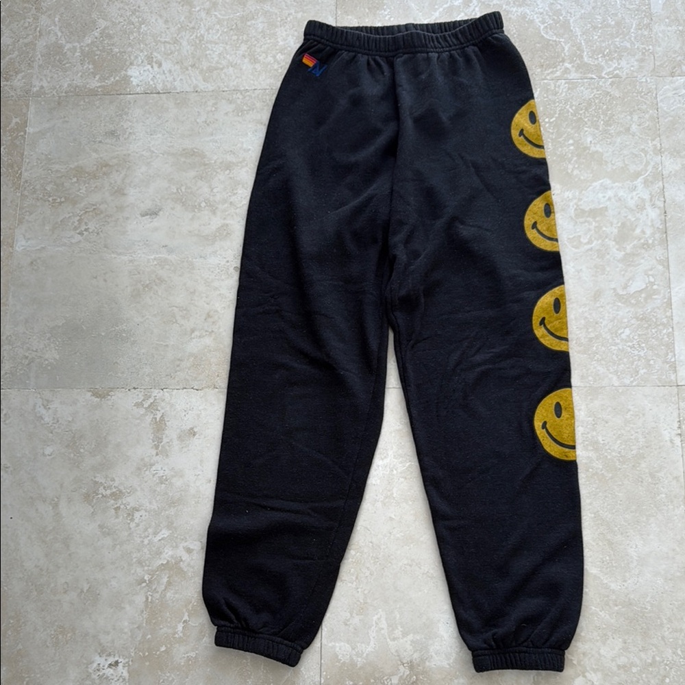 Kids Black Smiley Face Joggers